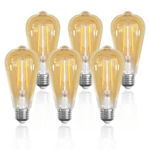 Carica l'immagine nel visualizzatore di Gallery, Lampadine Filamento LED E27 6W = 60W 630LM Bianca Calda 2700K 6 Pezzi