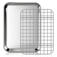 Carica l'immagine nel visualizzatore di Gallery, Fire More Teglia da Forno con Griglia di Raffreddamento Rimovibile in Acciaio Inox, Set da 1 Pezzo (1 teglia + 1 griglia