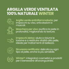 Carica l'immagine nel visualizzatore di Gallery, Winter Argilla Verde Ventilata 100% Naturale - Argilla Verde Antinfiammatoria, Maschera Argilla Riequilibrante e Impacch