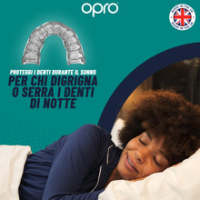 Carica l'immagine nel visualizzatore di Gallery, OPRO Protezione notturna raccomandata dai dentisti per digrignamento denti, bruxismo e per rilassare l'articolazione tem