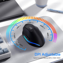 Carica l'immagine nel visualizzatore di Gallery, ECHTPower 2024 Upgrade Mouse Verticale Senza Fili 2.4GHz, 4800 DPI a 6 Livelli Regolabili, Porta Type-C, Scatto Silenzioso, con LED RGB, Mouse Ergonomico per Laptop, Desktop, PC, Macbook