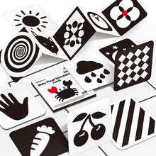 Carica l&#39;immagine nel visualizzatore di Gallery, hahaland Carta Stimolazione Sensoriale Visiva, Flash Cards Neonati, Giochi Neonato 0-3-6 Mesi Carta Nero Bianco Alto Contrasto, 20 Pezzi 40 Immagini