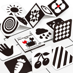 hahaland Carta Stimolazione Sensoriale Visiva, Flash Cards Neonati, Giochi Neonato 0-3-6 Mesi Carta Nero Bianco Alto Contrasto, 20 Pezzi 40 Immagini