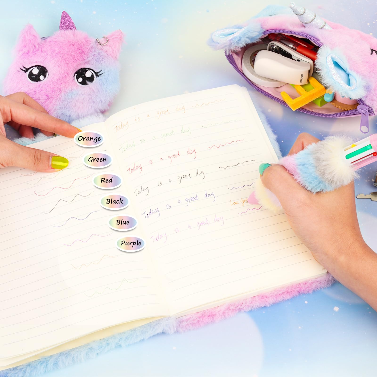 Diario Segreto Con Lucchetto Per Bambina - Quaderno Peluche Unicorno A5 Con Chiave, Regalo Per Ragazze 5-10 Anni - Foto 11