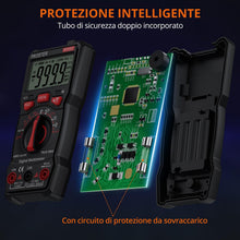 Carica l'immagine nel visualizzatore di Gallery, Proster Multimetro Digitale 6000 Conta 10A 600V TRMS Auto Range con Supporto Posteriore Rilevatore NCV Misuratore di Tensione Corrente DC AC Temperatura Capacità Resistenza Diodo Tester di Continuità
