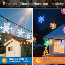 Carica l'immagine nel visualizzatore di Gallery, Ninonly Catena Luminosa Esterno Solare, 7M 50 LED Fiocco di Neve Lucine Led Decorative, 8 Modalità Luci di Natale Imperm