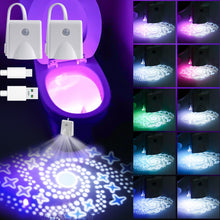 Carica l'immagine nel visualizzatore di Gallery, BAIFULAI 2 pezzi Luce per WC con sensore di movimento, Luci per WC all'interno, 16 colori Luce notturna per WC con lampa