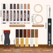 Carica l'immagine nel visualizzatore di Gallery, Kit Riparazione Parquet da 23 Pezzi – Con stucco riempitivo per legno e bastoncini di cera a 11 colori, per riparare gra