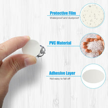 Carica l'immagine nel visualizzatore di Gallery, Copriviti Autoadesivo, Tappi di Copertura Impermeabili, Bianco, Diametro 12 mm, Diametro 21 mm, per Armadi, Scrivanie, V