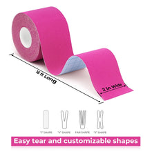 Carica l'immagine nel visualizzatore di Gallery, Kinesio Tape - 3 rotoli 5cm x 5m di tape kinesiologico Nero+Blu+Rosa, tape sportivo impermeabile ed elastico - Nastro Ki