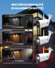 Carica l&#39;immagine nel visualizzatore di Gallery, ieGeek 2K Telecamera Wi-Fi Interno/Esterno Senza Fili a Batteria, Videocamera di Sorveglianza a Faretti con Visione Notturna a Colori, Allarme con Rilevazione PIR, Sirena,Audio a 2 Vie,IP65