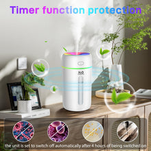 Carica l'immagine nel visualizzatore di Gallery, Kissleaf Mini umidificatore da 250 ml, per camera da letto/cameretta dei bambini/piante, luce a 7 colori, 6H, lunga dura