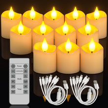 Carica l'immagine nel visualizzatore di Gallery, SoulBay Tea Light Candele, 12 pezzi Candele LED Ricaricabili con Telecomando e Timer, Candele Elettriche Finte Fiamma Ef