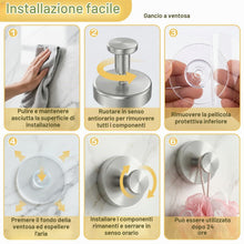 Carica l'immagine nel visualizzatore di Gallery, 4 ganci a ventosa, gancio a ventosa, argento, ventosa con portasciugamani extra forti, riutilizzabili e rimovibili, ganc