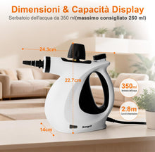Carica l'immagine nel visualizzatore di Gallery, Ibergrif Pulitore a vapore portatile 1050W, 9 accessori