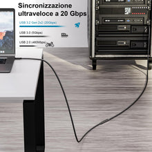 Carica l'immagine nel visualizzatore di Gallery, 240W Prolunga USB C 1m,Prolunga USB C 3.2 Gen2 20Gbps,Cavo di Prolunga USB Type C 4K@144Hz 5K@60Hz Maschio a Femmina per