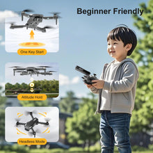 Carica l'immagine nel visualizzatore di Gallery, Drone con Telecamera 1080P, RC Quadcopter Pieghevole Drone per Bambini &amp; Adulti, Motore Brushless, Decollo e Atterraggio Unico Tasto, 2 Batterie, Regalo di Gioco per Ragazzi e Ragazze (Black)