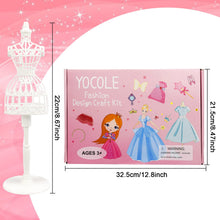 Carica l'immagine nel visualizzatore di Gallery, YOCOLE Fashion Designer Kit, Cucito Giochi Lavoretti Creativi Arte e Artigianato, Playset Manichino Stoffe Quaderno, Regalo Bambina 8 9 10 11 12 Anni