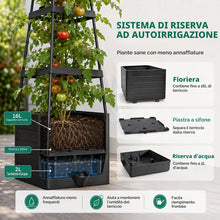 Carica l'immagine nel visualizzatore di Gallery, 2 Fioriere con Traliccio per Pomodori Autoirriganti