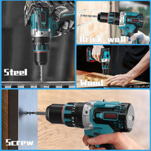 Carica l'immagine nel visualizzatore di Gallery, Avvitatore elettrico Brushless Trapano Avvitatore Batteria 21V, Trapano Avvitatore a Percussione con 2×2,0Ah Batteries, Trapano Percussione Batteria, 20+3 Coppia, Luce a LED, 0-3000RPM, 80N.m Max