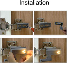 Carica l'immagine nel visualizzatore di Gallery, POFET, set di 10 luci LED a cerniera con sensore per armadio, batteria alimentata, sensore di illuminazione con spegnime