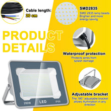 Carica l'immagine nel visualizzatore di Gallery, CREATESTAR Faretto Led da Esterno 200W, Faretti Led Esterni 6500K 20000LM luce bianca fredda, IP66 Impermeabile Faro Est