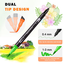 Carica l'immagine nel visualizzatore di Gallery, Hymarvo Brush Pen Lettering 100 colori, Pennarelli Doppia Punta Fine e Grossa Pennello, Bambini Adulto Penne da Colorare ad Acquerello Bullet Journal, Libri da Colorare, Mandala