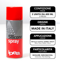 Carica l'immagine nel visualizzatore di Gallery, IPEA 2x Spray al Silicone Lubrificante, Protettivo 400 ml [800ml totali] - 2 PEZZI - Made in Italy - Multiuso Incolore A