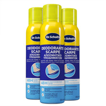 Carica l'immagine nel visualizzatore di Gallery, Dr. Scholl's, Deodorante Spray per Scarpe con Tecnologia Attiva sul Controllo degli Odori, Elimina e Protegge dai Cattivi Odori per 48h, Adatto ad Ogni Tipo di Scarpa, 3 Flaconi da 150 ml