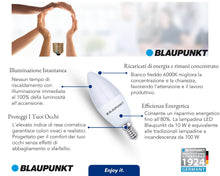 Carica l'immagine nel visualizzatore di Gallery, BLAUPUNKT E14 a candela 10W 820lm 6000K Bianco Freddo, Confezione singola