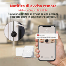 Carica l'immagine nel visualizzatore di Gallery, SwitchBot - Sensore di contatto intelligente per allarme di porte e finestre, wireless, per la sicurezza domestica, comp