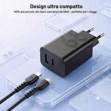 Carica l'immagine nel visualizzatore di Gallery, Caricatore rapido USB-C da 68 W, Dual Port, con cavo da 1 m per Motorola