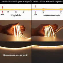 Carica l'immagine nel visualizzatore di Gallery, TOPAI Striscia LED COB 24V Ultra Sottile 5mm Bianco Caldo 5 Metri
