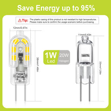 Carica l'immagine nel visualizzatore di Gallery, GY Lampadine LED G4 1W Equivalenti a 20W 12V, Lampadina LED 3000K Luce Calda 173 Lumen, Mini Lampade a Risparmio Energet
