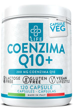 Carica l'immagine nel visualizzatore di Gallery, Coenzima Q10 200mg PiuLife® 120 Capsule Q10 Coenzima Da Ubiquinone Antiossidante Antiage, CoQ10 Integratore Pelle, Sistema Immunitario, Integratore Energia Contro i Radicali Liberi, Coenzyme Q10