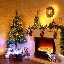 Carica l'immagine nel visualizzatore di Gallery, BXROIU 2 X100LEDs Luci a Stringa su 10metri Micro Filo d'argento,Spina USB con Telecomando 8 programma (Bianco Caldo)