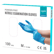 Carica l'immagine nel visualizzatore di Gallery, EUROPAPA® 100 Guanti Monouso In Nitrile, Senza Lattice, Sterili (M, Blu)