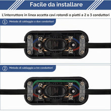 Carica l'immagine nel visualizzatore di Gallery, 2 Pezzi Nero Interruttore Torpedo 6A 250V, Interruttore in Linea Bipolare, Interruttori a Cavo in Linea, per 2 O 3 Linea