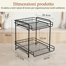 Carica l'immagine nel visualizzatore di Gallery, Romon Porta Spezie Per Cucina a 2 Livelli in Acciaio Al Carbonio Nero, Mensola Da Piano Con Grande Capacità Salvaspazio, Multifunzione per Piano Cucina, Scrivania e Angolo Caffè