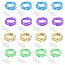 Carica l'immagine nel visualizzatore di Gallery, Catena luminosa a LED con batteria, 16 pezzi, 4 colori, mini catena luminosa, 2 m, 20 LED, batteria esterna, per fai da 