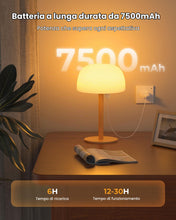 Carica l'immagine nel visualizzatore di Gallery, Lampada da doccia impermeabile IP65, 7500 mAh, lampada da tavolo ricaricabile per bagno, confezione da 1