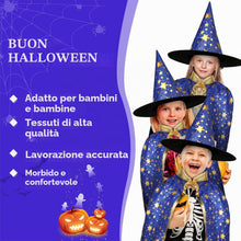 Carica l'immagine nel visualizzatore di Gallery, Mantello da Strega con Cappello, Mantello da Strega di Halloween con Cappello Mago, Strega Mantelli per Bambini Costume 