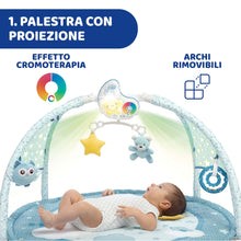 Carica l&#39;immagine nel visualizzatore di Gallery, Chicco Palestrina dei Colori Azzurra 3in1, Palestrina Neonato Multifunzione Elettronica con Tappeto Neonato, Proiettore Stelle, Luce Notturna Removibile e Melodie Rilassanti - Giochi Neonato 0+ Mesi