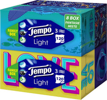 Carica l'immagine nel visualizzatore di Gallery, Tempo Scatola di Fazzoletti di Carta, 8 Scatole x 120 Fazzolettini, 3 Veli, Biodegradabili, Family Box Il Potere della Gentilezza