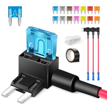 Carica l'immagine nel visualizzatore di Gallery, JOREST 4Pcs 16AWG Portafusibil Rubacorrente Fusibile, 12V-32V Add-a-Circuit Portafusibili avec 14Pcs Mini (2A 3A 5A 7.5A