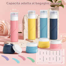 Carica l'immagine nel visualizzatore di Gallery, Alyvisun Set da 14 Contenitori da Viaggio in Silicone, Flaconi da Viaggio 100 ml &amp; Vasetti 30 ml con Accessori, Kit Viaggio Liquidi Antiperdita e Ricaricabile per Shampoo, Lozione, Creme