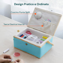 Carica l'immagine nel visualizzatore di Gallery, Wintem – Kit Cucito da Casa e da Viaggio, 76 Accessori, Vassoio con Scomparti Organizzati, Chiusura Magnetica, Set Cucito Completo con Cestino a Pois.