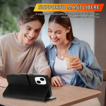 Carica l'immagine nel visualizzatore di Gallery, Cover per iPhone 13 / iPhone 14 Custodia a Libro in Pelle,Nero