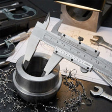 Carica l'immagine nel visualizzatore di Gallery, QWORK® Calibro, Calibro a Corsoio ad Alta Precisione da 6"/150 mm, Calibro a Corsoio con Tolleranza 0,05 mm/1/128" con V