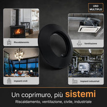 Carica l'immagine nel visualizzatore di Gallery, TYGERIX® Rosone Coprimuro Nero in Silicone da 100 mm | Rosetta Flessibile per Copertura Tubi di Caldaie Stufe e Qualsias